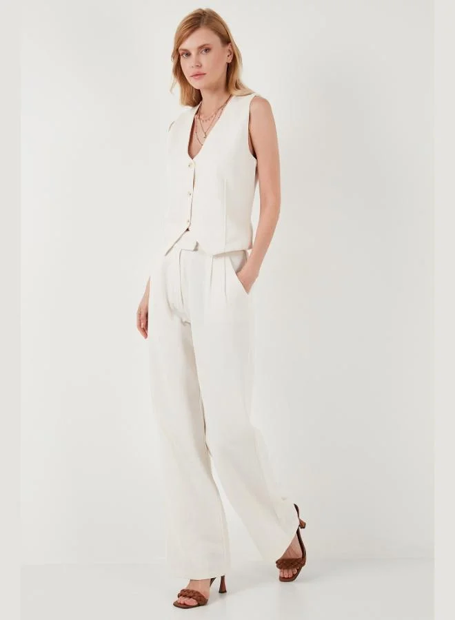 ليلا بنطلون بالازو بخصر مرتفع مطوي للنساء