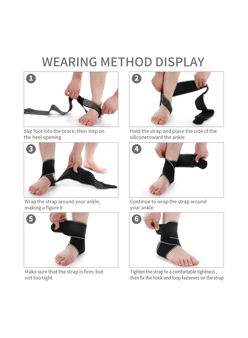 Excefore 2PCS Ankle Support Brace for Women & Men, Adjustable Compression Ankle Braces for Sports Protection, Foot Brace for Sprained, Plantar Fasciitis, Tendinitis, Ankle Wrap, One Size - Image 5