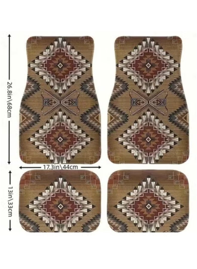 تيمو طقم سجادات أرضية سيارة بتصميم تركي شرقي عتيق - ٤ قطع أمامية وخلفية - Image 2