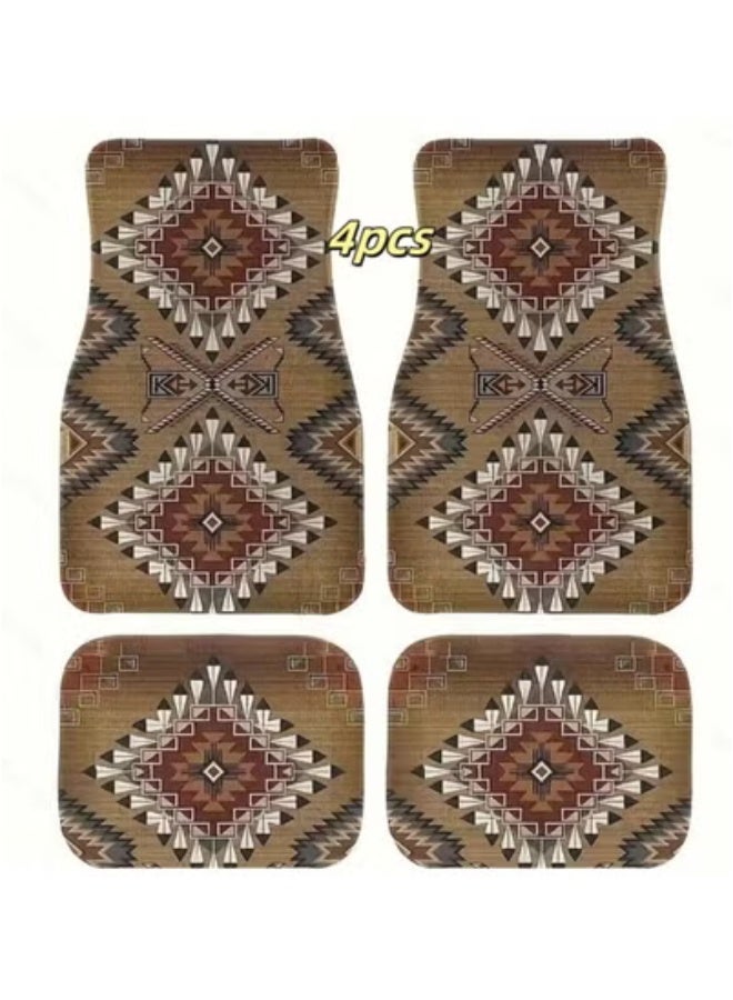تيمو طقم سجادات أرضية سيارة بتصميم تركي شرقي عتيق - ٤ قطع أمامية وخلفية - Image 1