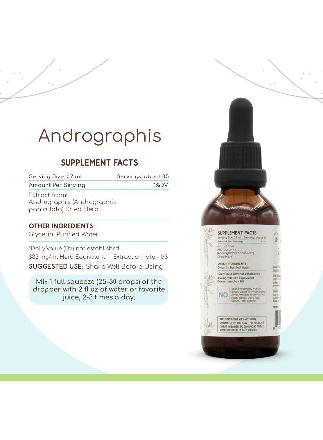 HerbEra Andrographis B60 Alcohol-Free Herbal Extract Tincture, made with Organic Andrographis (Fah talai jone, Chuan Xin Lian, Andrographis paniculata) Dried Herb (2 fl oz) - Image 4