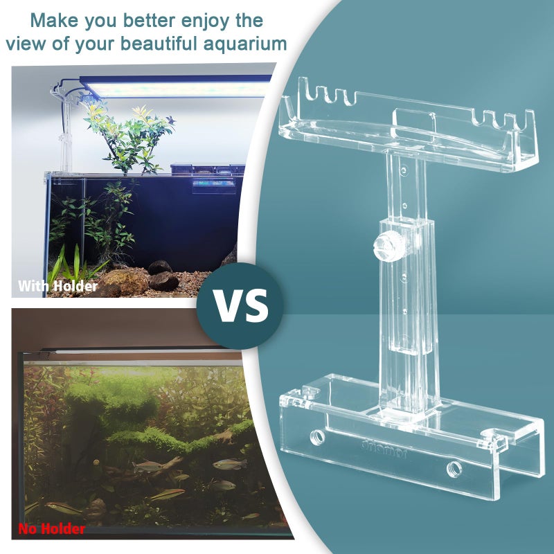 driamor Aquarium Light Holder Adjustable, Clear Acrylic Fish Tank LED Light Riser Stand Aquarium Lamp Brackets Kit 2pcs Transparent Support for Width 2.34-4.7 Inches Light with Extendable Bracket - Image 3