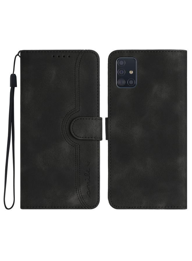 اس-توب جراب لهاتف Samsung Galaxy A71 5G، جراب هاتف جلدي بملمس جلدي بنمط قلب - Image 1