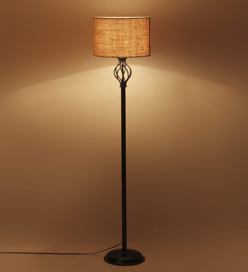 AMDHOME Metal Floor Lamp with Base and Shade Beige Pack of 1 Lamp Stand 1 Base 1 Weight 1 Shade 13 - Image 3