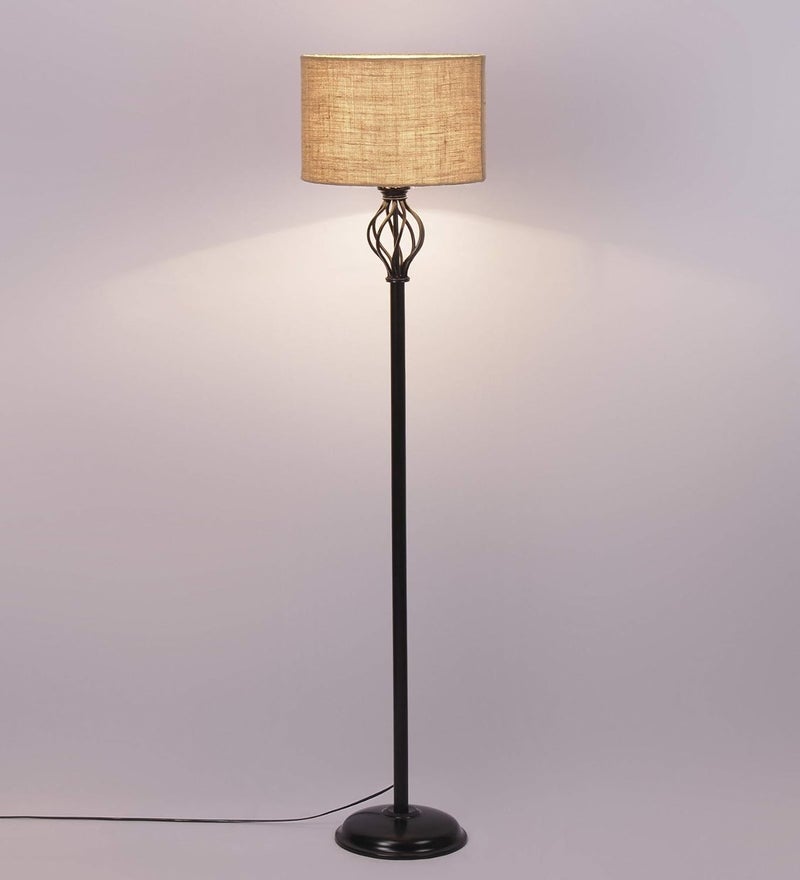 AMDHOME Metal Floor Lamp with Base and Shade Beige Pack of 1 Lamp Stand 1 Base 1 Weight 1 Shade 13 - Image 4