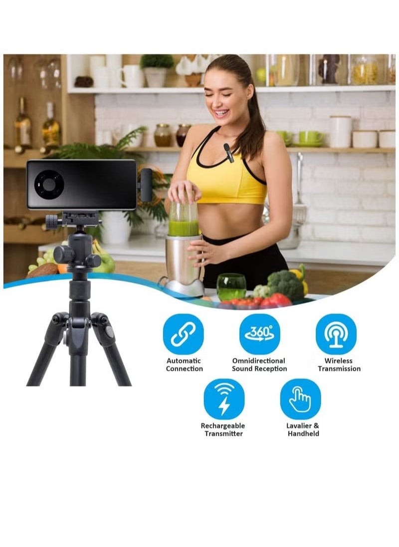 Professional Wireless Lavalier Lapel Microphone for Android Computer Cordless Omnidirectional Condenser Recording Mic with USB C Interface for Interview Video Podcast Vlog YouTube