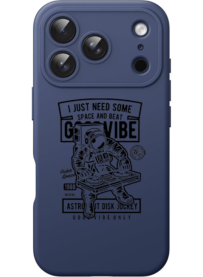 Theodor Protective Slim Fit Case Liquid Silicone Cover with Full Body Protection Anti-Scratch Shockproof Case For Apple iPhone 17 Pro Max (Blue) Good vibe - Image 1