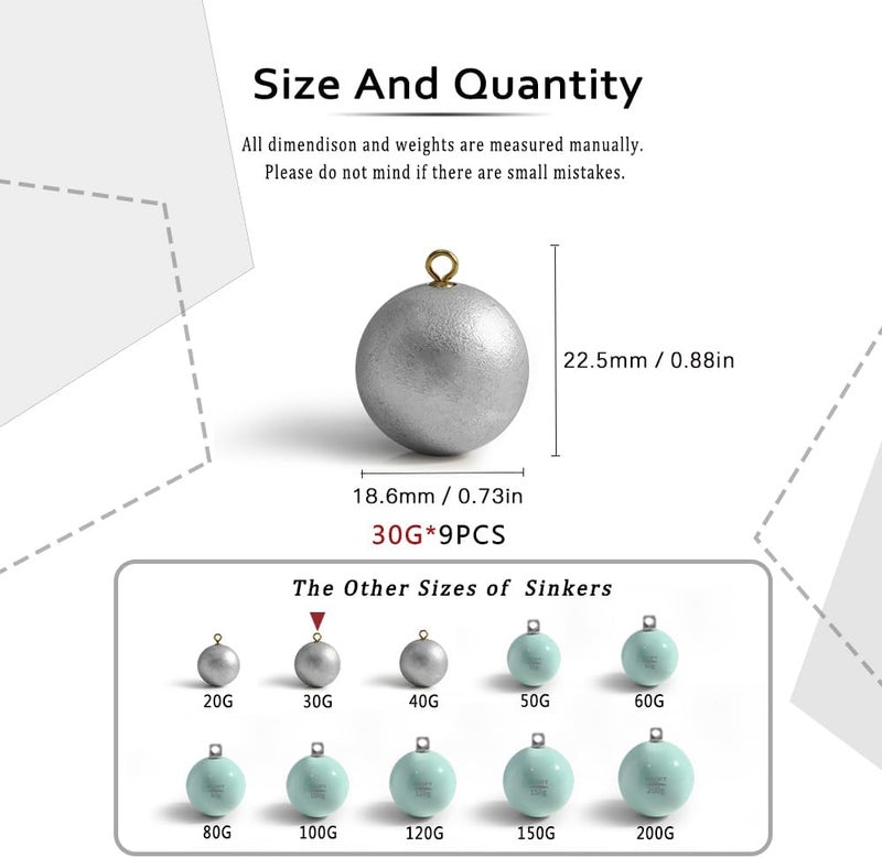ECOFT Lead Free Fishing Weights Sinkers 20g-200g Coated Egg Sinkers Cannonball Weights Assorted Sizes Bag and Fishing Weights Assortment Box Non-Lead Fishing Weights Saltwater Freshwater - Image 2