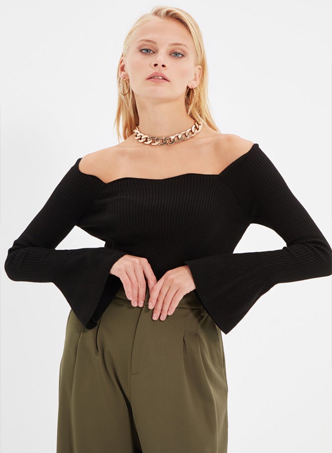 trendyol Black Carmen Collar Knitwear Sweater - Image 5