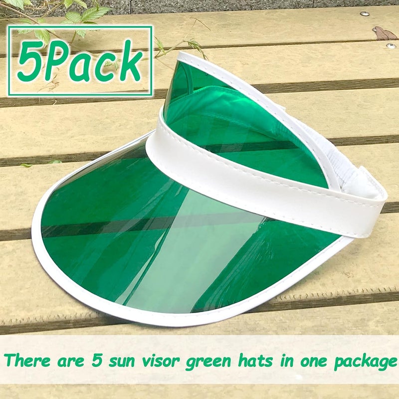 Beevarn Store 5 Pack Sun Visor Hats Women Clear Colorful Party Outdoor Sports Beach Golf Cap - Image 2