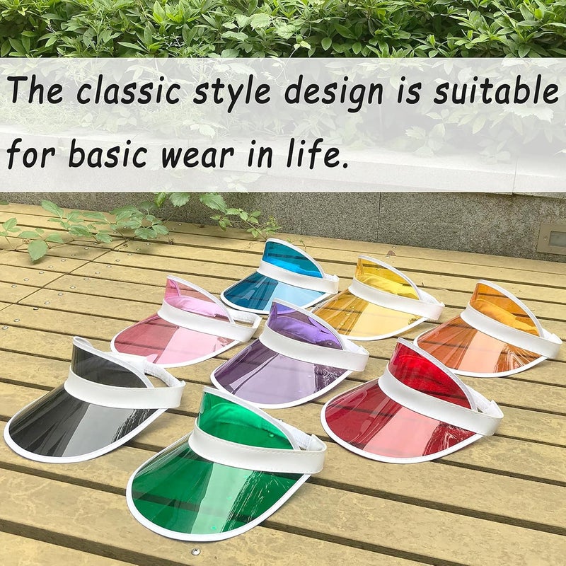 Beevarn Store 5 Pack Sun Visor Hats Women Clear Colorful Party Outdoor Sports Beach Golf Cap - Image 5