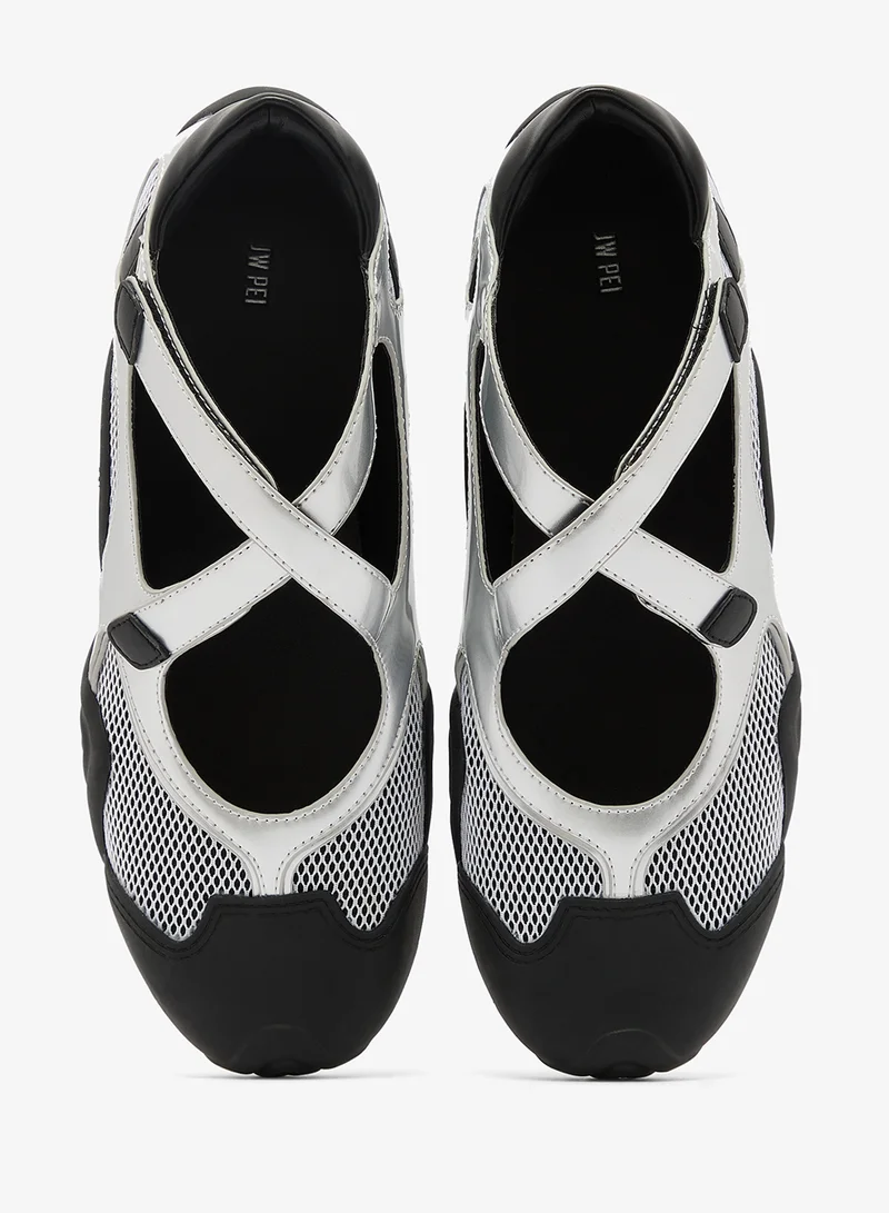 Jw Pei Silver Caitlin Mesh Cut out Sneakers for Women | Best Price UAE
