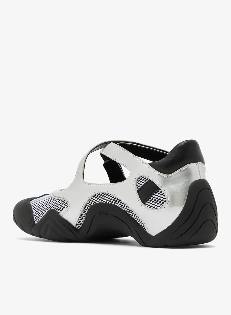 Jw Pei Silver Caitlin Mesh Cut out Sneakers for Women | Best Price UAE