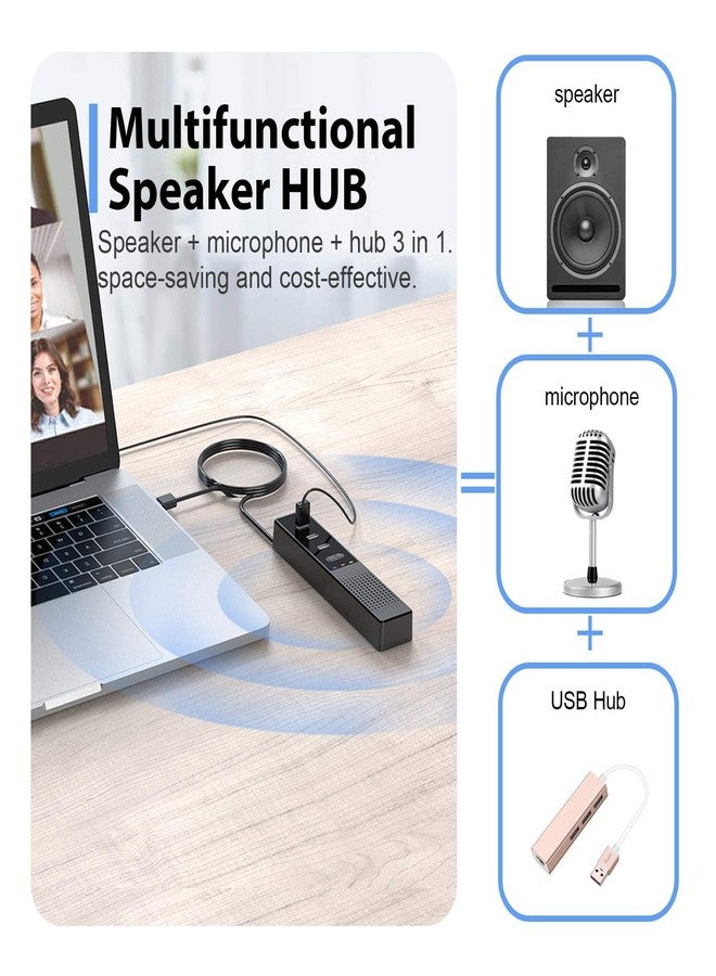 Cykvis 3 in 1 USB Computer Speaker with Microphone, PC Laptop Conference Speaker with Mic for Smart Home Office and Online Study，360 Degree Enhanced Voice Pickup, Noise Reduction - Image 2
