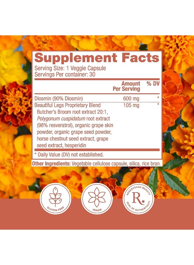 Reserveage Beautiful Legs Capsules | Helps Health, Veins & Circulation Support Supplement, 90 V-Capsules - Image 2