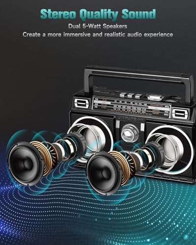 PRUNUS 750 AM FM Radio Portable with Bluetooth Dual Speakers, USB/TF Card Playback, USB-C/Solar Rechargeable Radios, Bluetooth Radio, Transistor Radios Portable AM FM - Image 2
