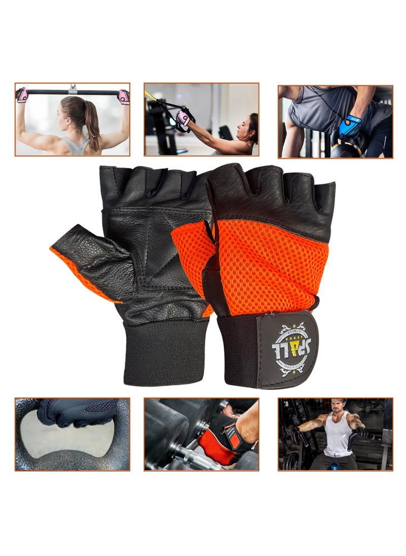 Spall - Weight Lifting Leather Gloves Short Strap Power Lifting Gloves Strong Grip Palm Exercise Fitness Strengthen Gloves Home Gym - Image 1