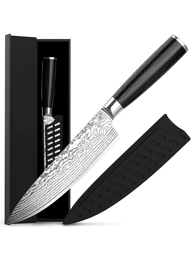 PROMASS Chef Knife 8 Inches German High Carbon Stainless Steel Ultra Sharp Professional Kitchen Knife with Ergonomic Handle and Sheath Cover  - Image 1