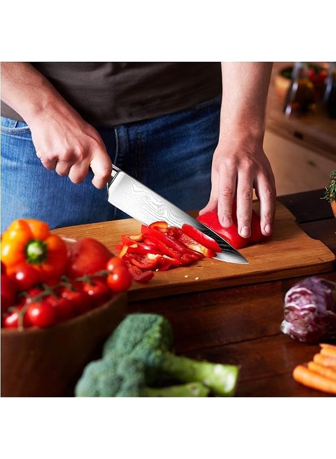 PROMASS Chef Knife 8 Inches German High Carbon Stainless Steel Ultra Sharp Professional Kitchen Knife with Ergonomic Handle and Sheath Cover  - Image 2