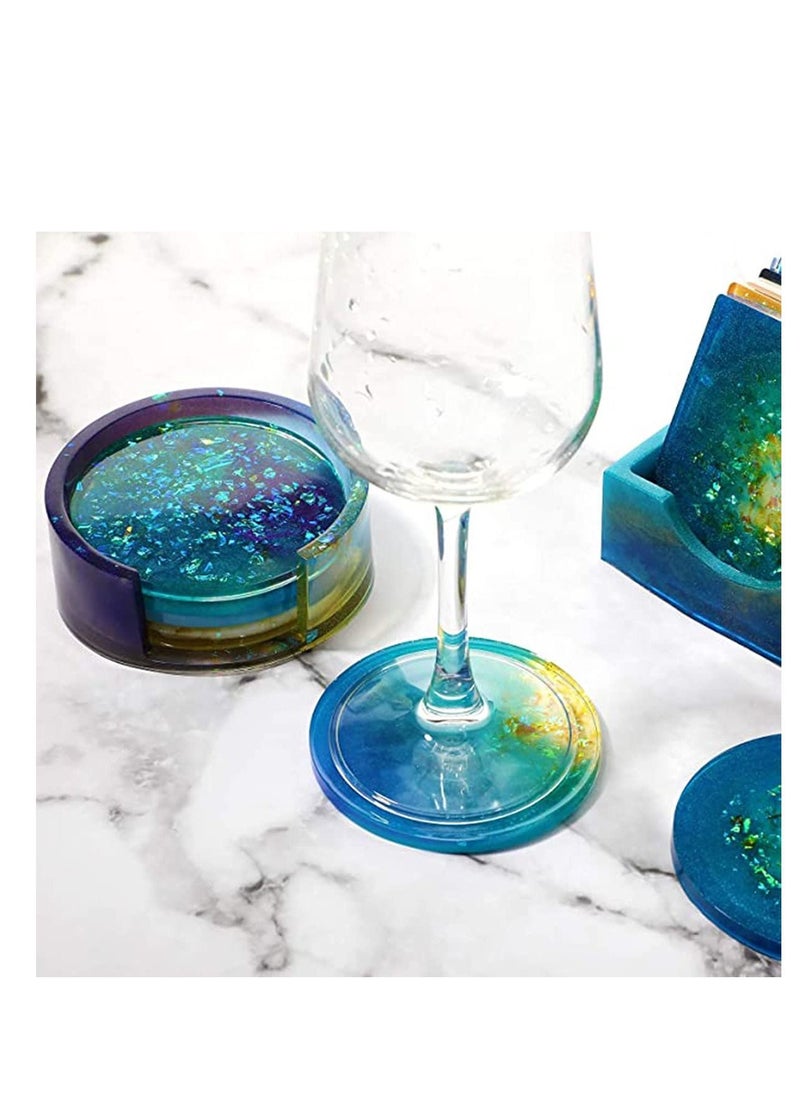 Y&D - 12 Pieces Coaster Resin Molds Set Silicone Storage Box Mold in Rectangle Round Epoxy Casting for DIY Art Craft Cup Mat - Image 1