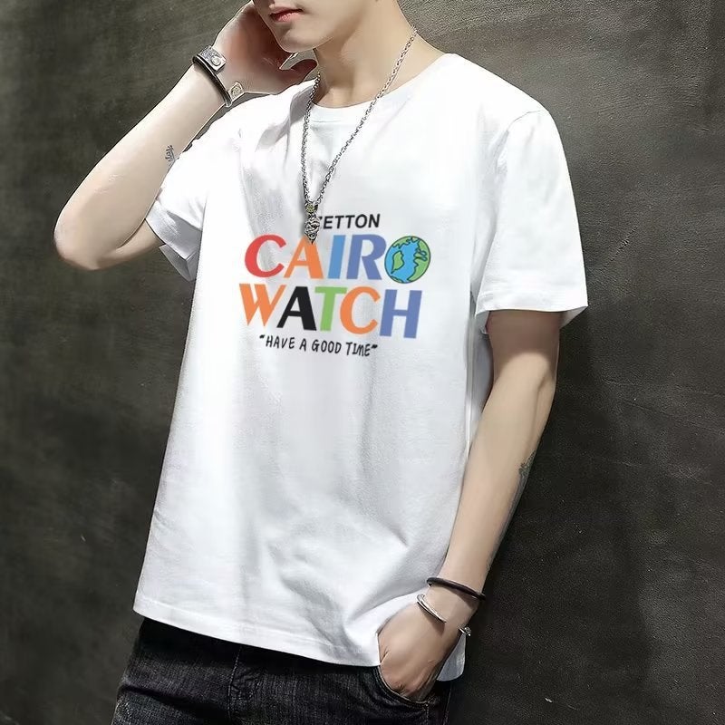 Versatile Short-Sleeve T-Shirt Men's Trendy Brand Letter Couple Matching Clothes Men and Women Daily Simple White T-Shirt Wholesale - Image 4