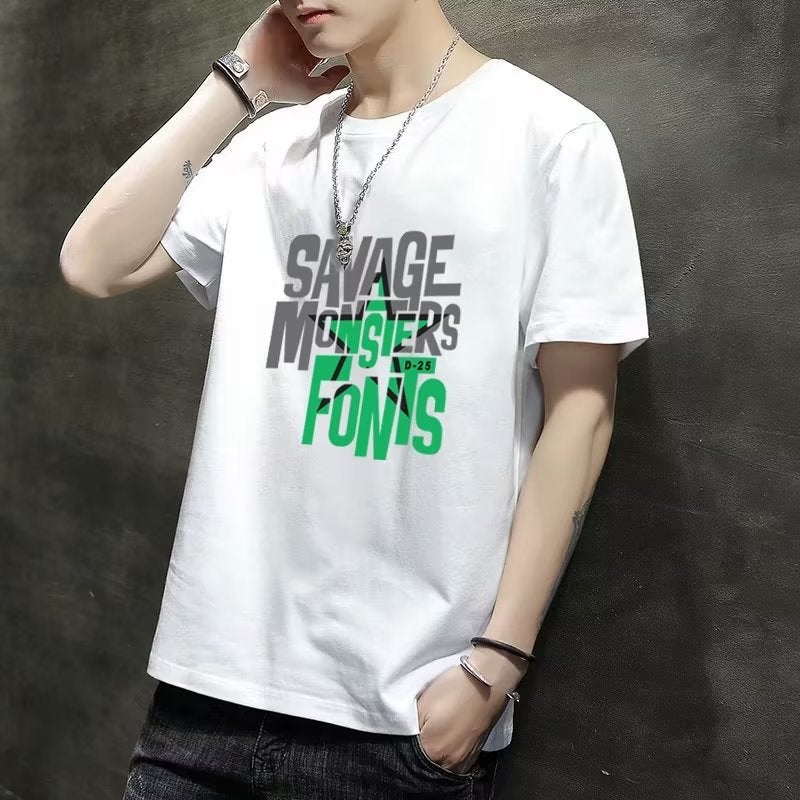 Versatile Short-Sleeve T-Shirt Men's Trendy Brand Letter Couple Matching Clothes Men and Women Daily Simple White T-Shirt Wholesale - Image 3