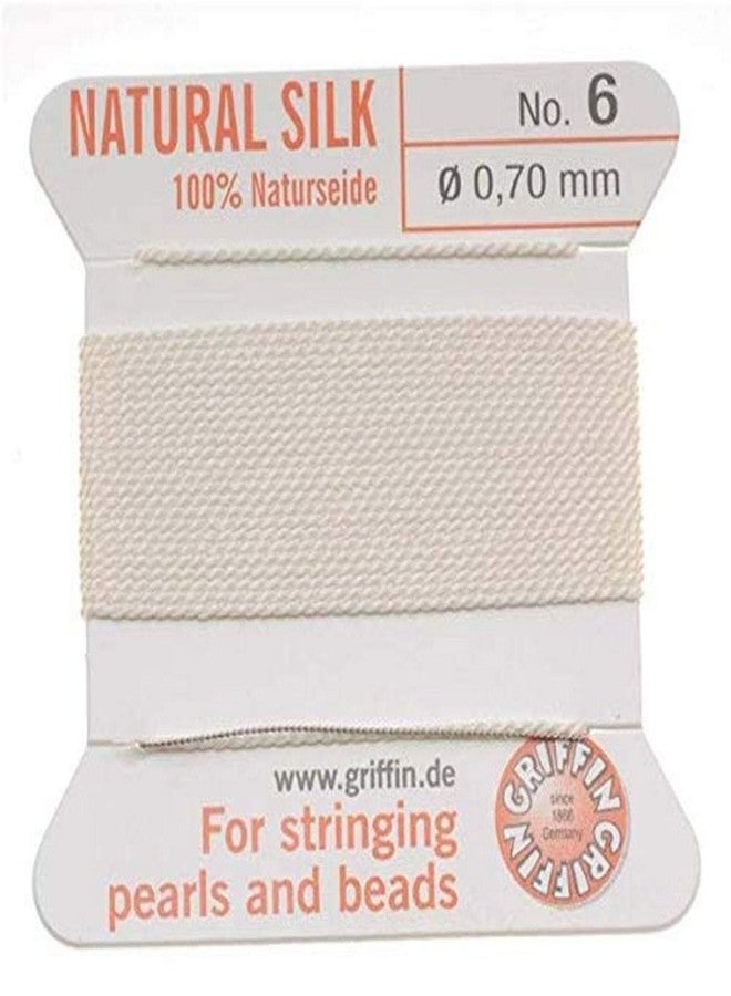 Griffin Beadaholique Griffin Silk Beading Cord and Needle, Size 6, White