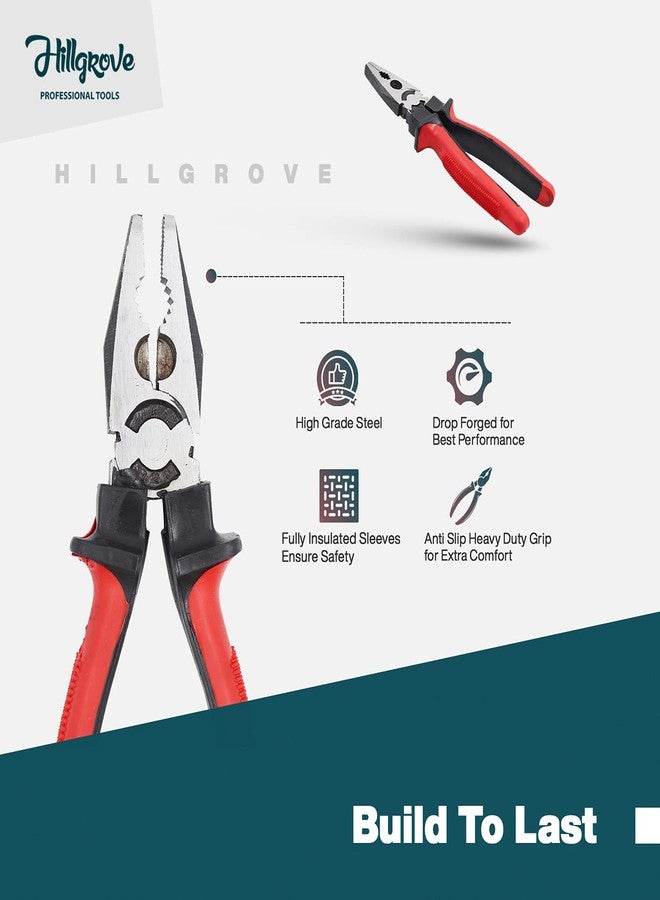 Hillgrove HGCM191M1 High Quality Durable Construction Metalworking Household Rubber Handle Straight Best Claw Hammer with 8"inch Combinational Plier - Image 5