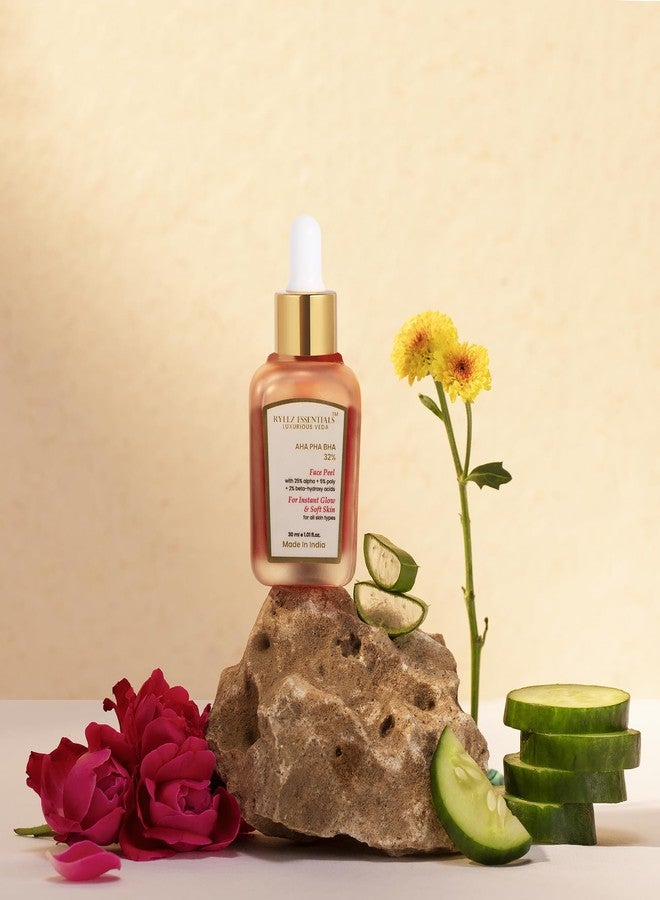 RYLLZ ESSENTIALS 25% AHA + 2% BHA + 5% PHA Peeling Serum for Face | with Vitamin E, Rosehip Extract & Niacinamide | for Glowing Skin, Smooth Texture & Pore Cleansing | 10-Minute Facial | 30ml - Image 2