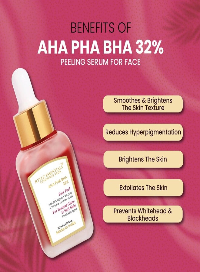 RYLLZ ESSENTIALS 25% AHA + 2% BHA + 5% PHA Peeling Serum for Face | with Vitamin E, Rosehip Extract & Niacinamide | for Glowing Skin, Smooth Texture & Pore Cleansing | 10-Minute Facial | 30ml - Image 4