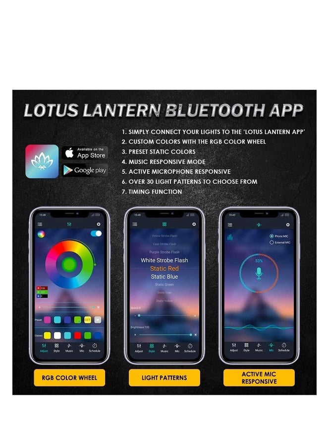 Loquat Waterproof RGB LED Rock Lights 4Pcs Neon Underglow Lighting Kit with APP  Wireless Remote Control, Auto Wheel Exterior Underglow Lights Under Car Lights for SUV Truck AUTO Motorcycle - Image 2