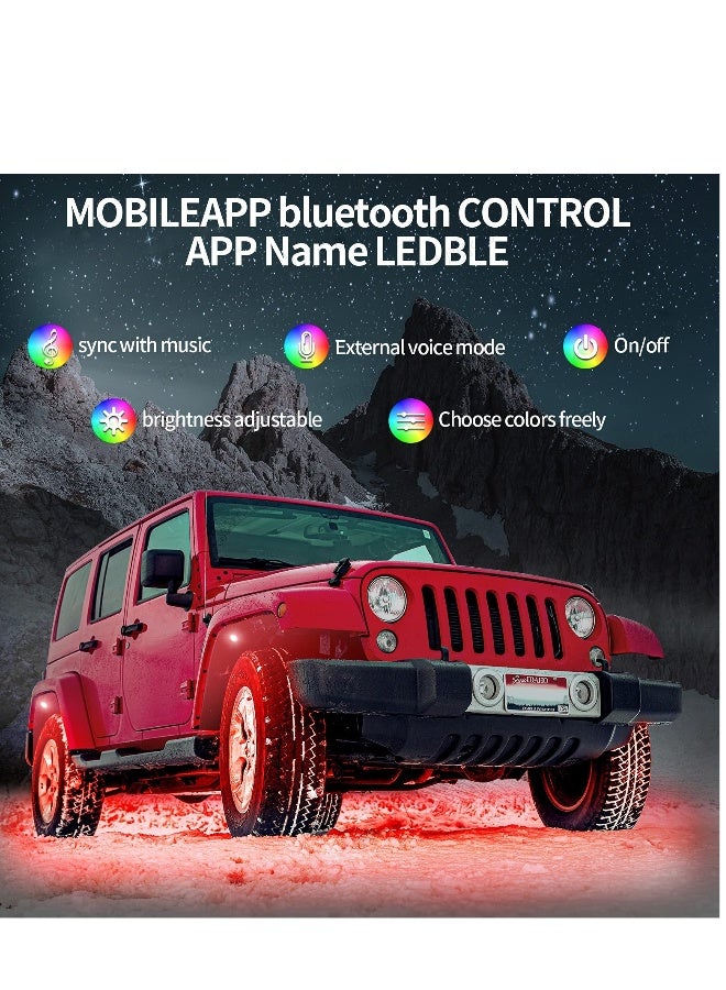 Loquat Waterproof RGB LED Rock Lights 4Pcs Neon Underglow Lighting Kit with APP  Wireless Remote Control, Auto Wheel Exterior Underglow Lights Under Car Lights for SUV Truck AUTO Motorcycle - Image 4