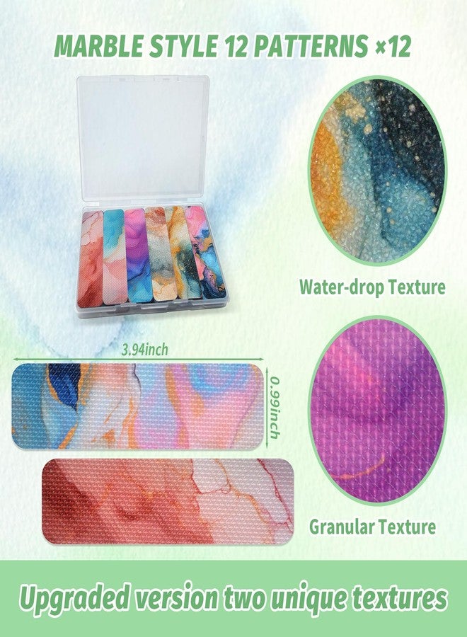 TOEMUR 72 Pieces Calm Strips Anxiety Sensory Stickers with Storage Box 2 Textured Surface Adhesives Fidget Strips for Office & Classroom Desk Relieve Adult & Teen Stress (Marble Style) - Image 2