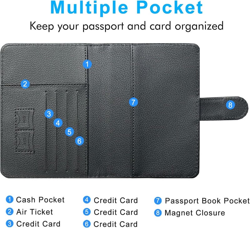 ACdream Passport Holder for Travel Essentials, Rfid Blocking Passport Wallet Cover Case for Travel Must Haves Accessories, Book Holders for Women & Men- Black - Image 4
