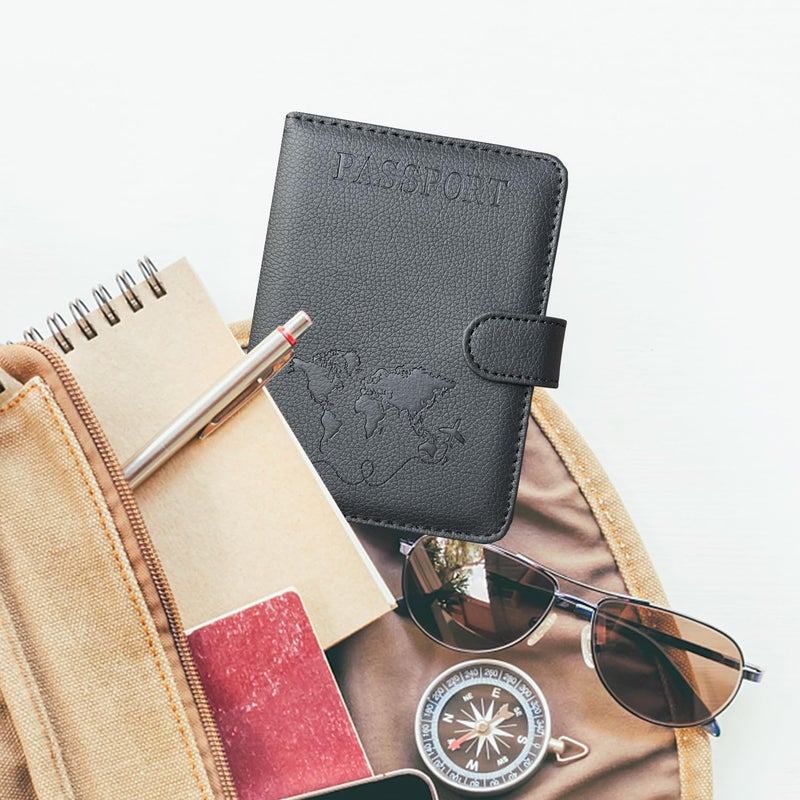 ACdream Passport Holder for Travel Essentials, Rfid Blocking Passport Wallet Cover Case for Travel Must Haves Accessories, Book Holders for Women & Men- Black - Image 3
