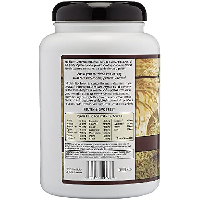NutriBiotic Chocolate Rice Protein, 1 lb. 6.9 oz | Low Carb, Vegetarian & Keto-Friendly Raw Protein Powder | Grown & Processed Without Chemicals, GMOs or Gluten | Easy to Digest & Nutrient-Rich - Image 2