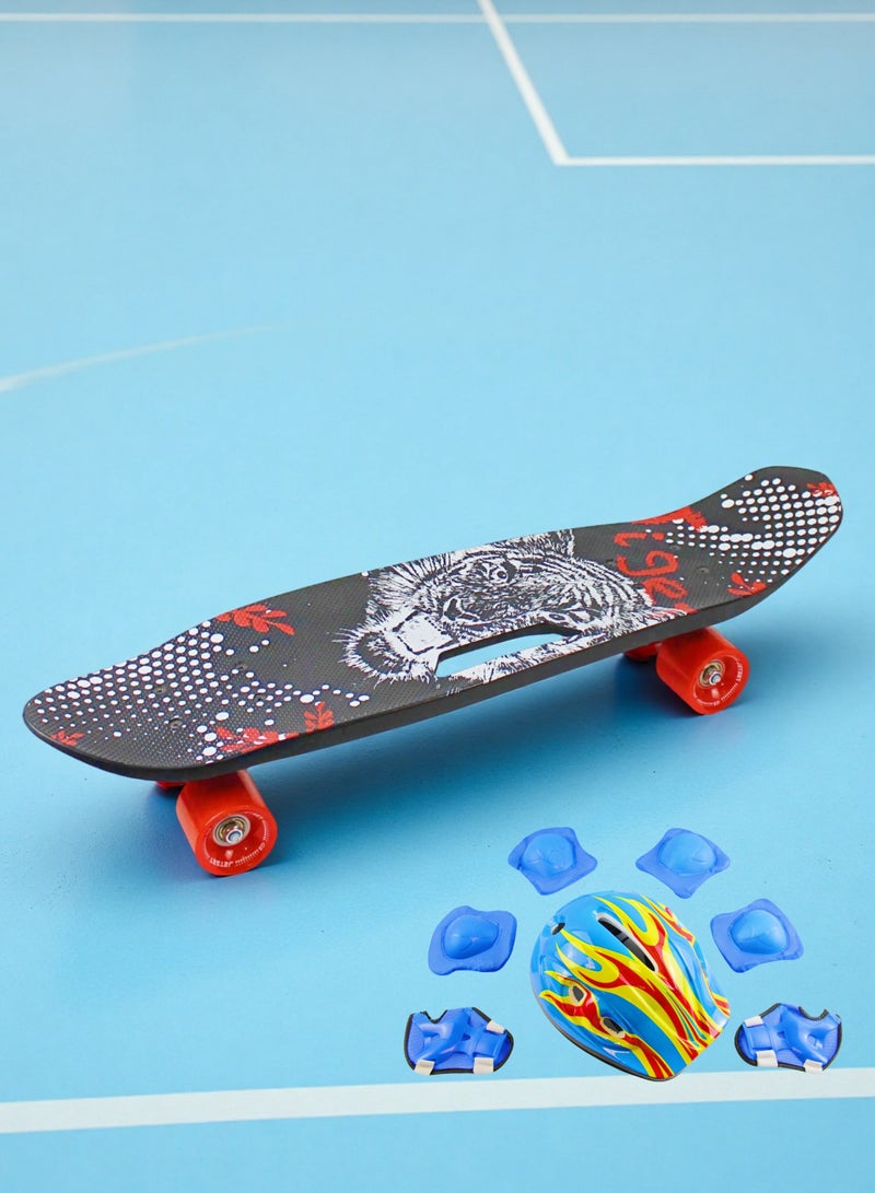 إيزي فيتشور لوح تزلج EASY FUTURE Penny Board للأطفال من سن 6 إلى 12 عامًا - لوح تزلج قصير كامل Cruiser Board للشباب والمراهقين والمبتدئين بما في ذلك مجموعة معدات الحماية الكاملة - Image 1