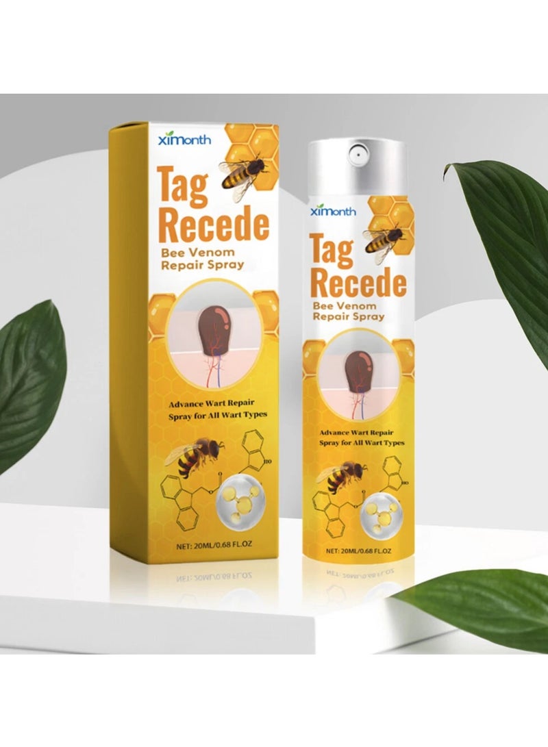tag Bee Venom Skin Tag Removal Spray, Tag Recede Bee Venom Treatment Spray, Bee Venom Wart and Tags Removal Treatment Spray,Lymphatic Drainage each 20ml  - Image 1