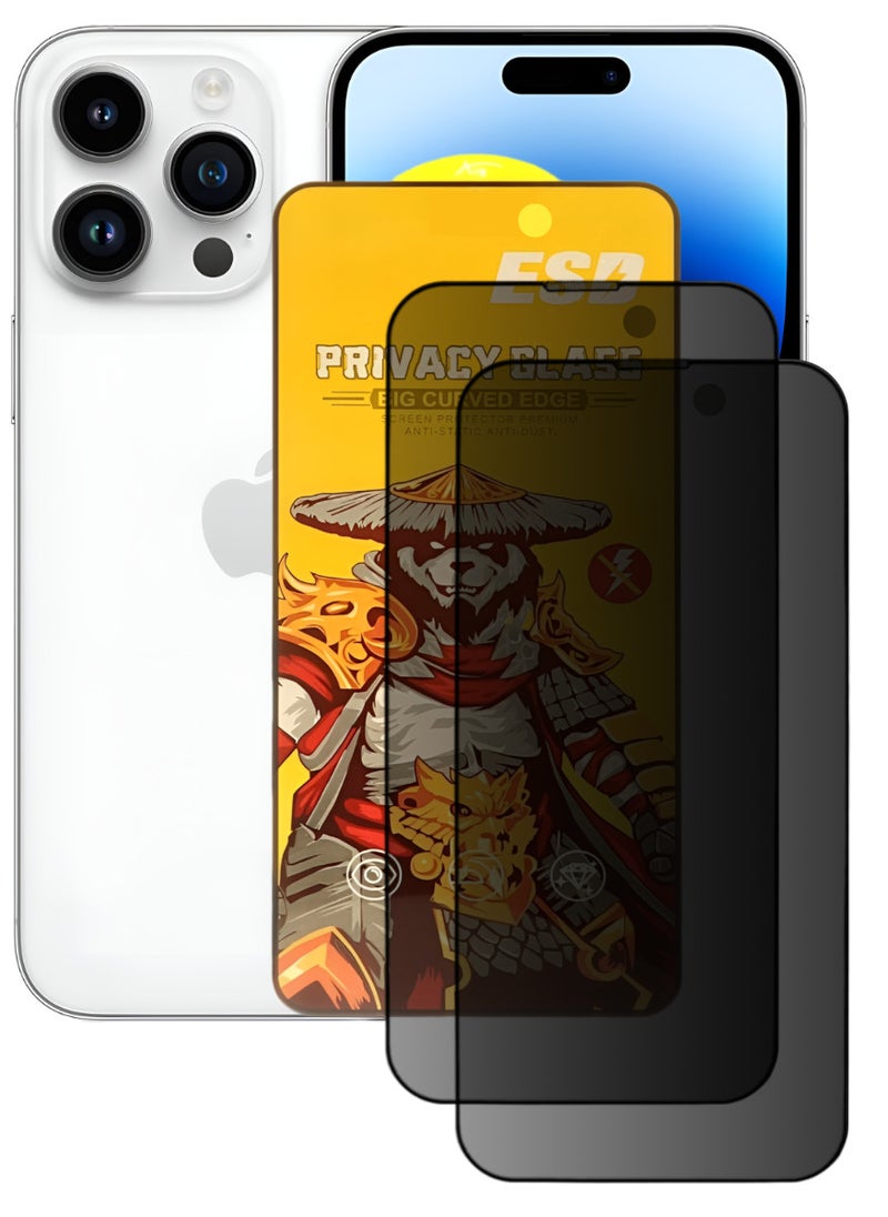 ESD 2 Pieces Tempered Dustproof Privacy Glass Screen Protector Compatible For iPhone 14 Pro - Image 1