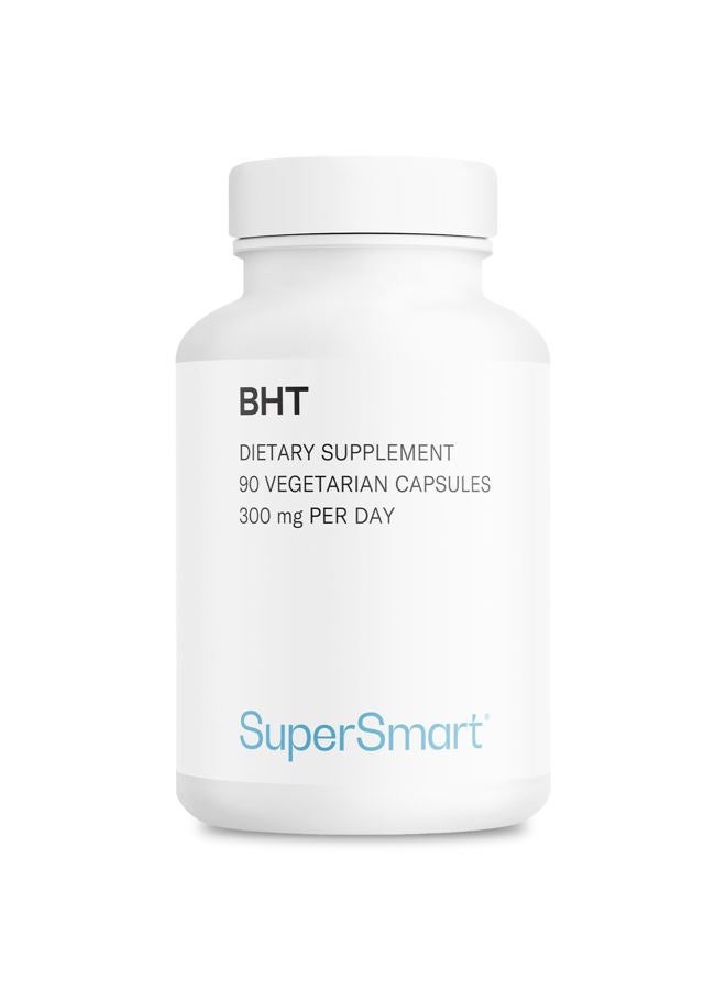 SuperSmart BHT - مادة نباتية مضادة للأكسدة (بيوتيل هيدروكسي التولوين) - مكمل غذائي نباتي خالي من الغلوتين - 90 كبسولة - سوبرسمارت - Image 1
