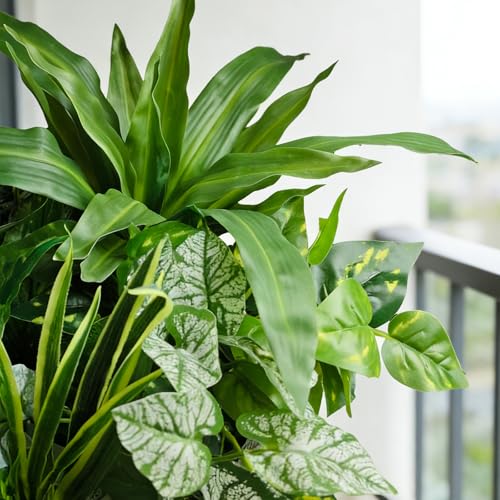 Cherica Artificial Plants for Outdoors Faux Greenery Leaves UV Resistant Realistic Plastic Large Bunches Shrubs Bushes with Stems Fake Plants Decor Outdoor for Front Porch Door Patio Garden Yard 9Pcs - Image 3