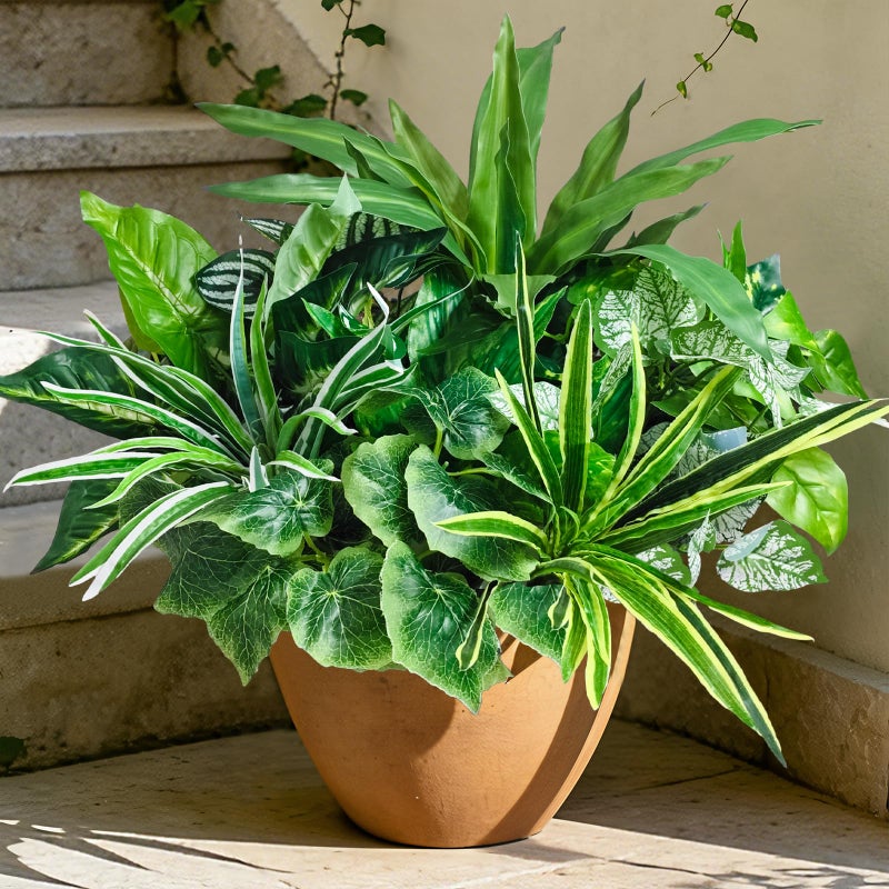 Cherica Artificial Plants for Outdoors Faux Greenery Leaves UV Resistant Realistic Plastic Large Bunches Shrubs Bushes with Stems Fake Plants Decor Outdoor for Front Porch Door Patio Garden Yard 9Pcs - Image 2