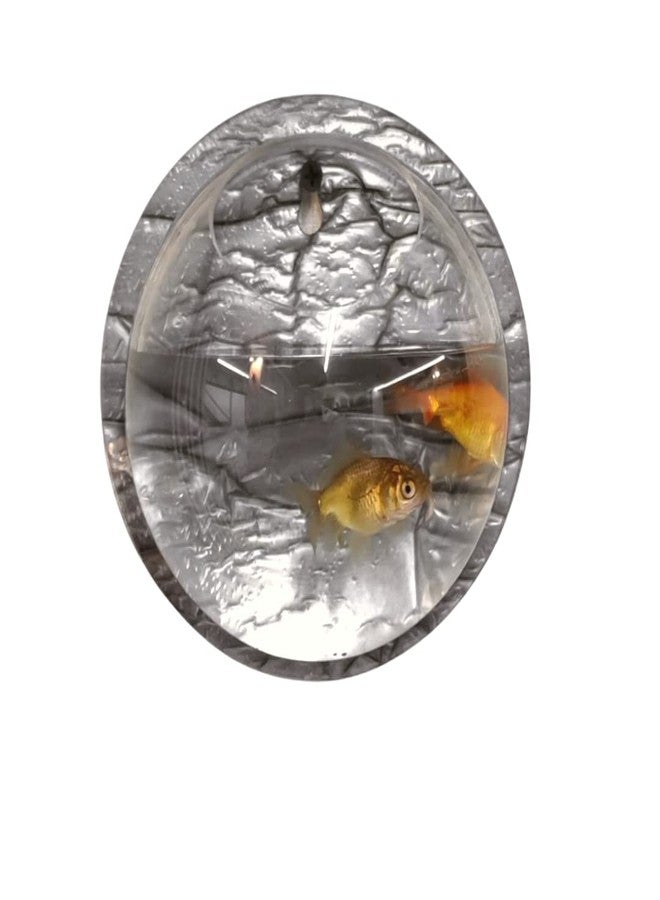 Petcrux Premium Acrylic Wall Mounted Aquarium Rust Resistant Fish Bowl/Wall Planter for Home Decor (6 inches, Steel Grey) - Image 1