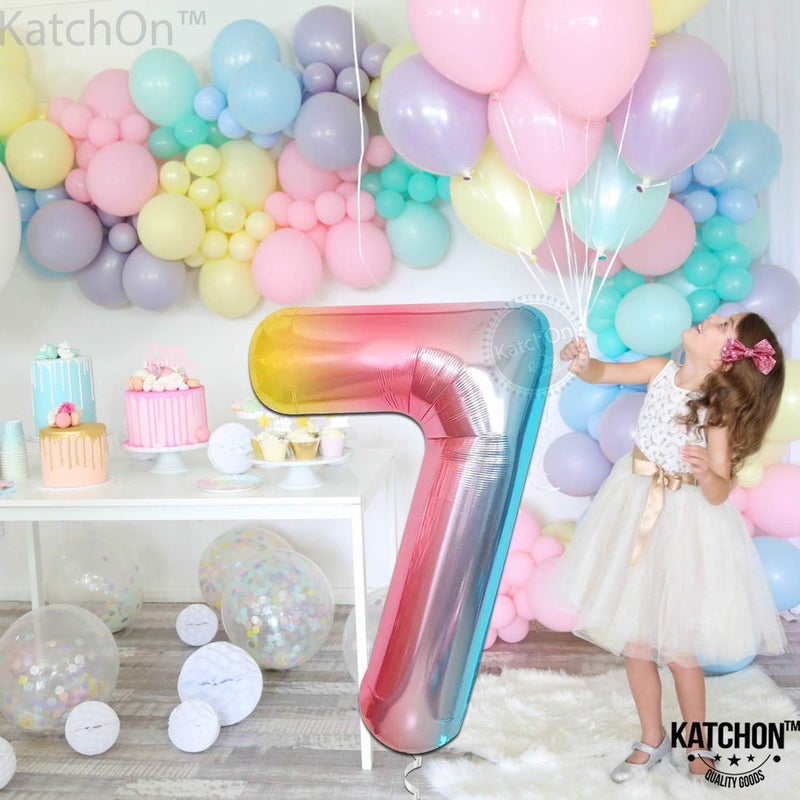 KatchOn, Giant Rainbow Number 7 Balloon - 40 Inch | 7th Birthday Balloon for 7th Birthday Decorations | 7 Balloons for Birthday | Seven Number | 7 Year Old Balloons for 7 Year Decorations - Image 2