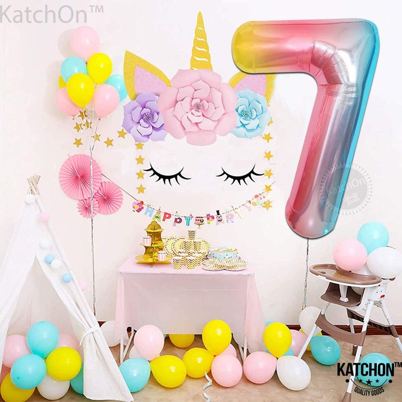 KatchOn, Giant Rainbow Number 7 Balloon - 40 Inch | 7th Birthday Balloon for 7th Birthday Decorations | 7 Balloons for Birthday | Seven Number | 7 Year Old Balloons for 7 Year Decorations - Image 3