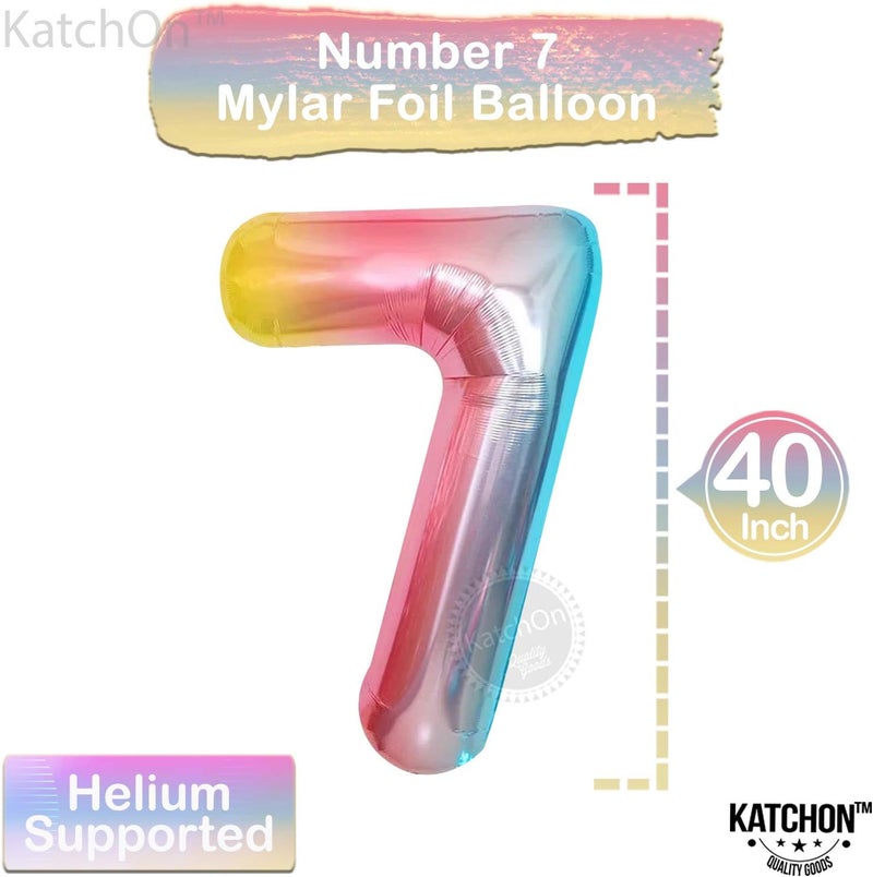 KatchOn, Giant Rainbow Number 7 Balloon - 40 Inch | 7th Birthday Balloon for 7th Birthday Decorations | 7 Balloons for Birthday | Seven Number | 7 Year Old Balloons for 7 Year Decorations - Image 4