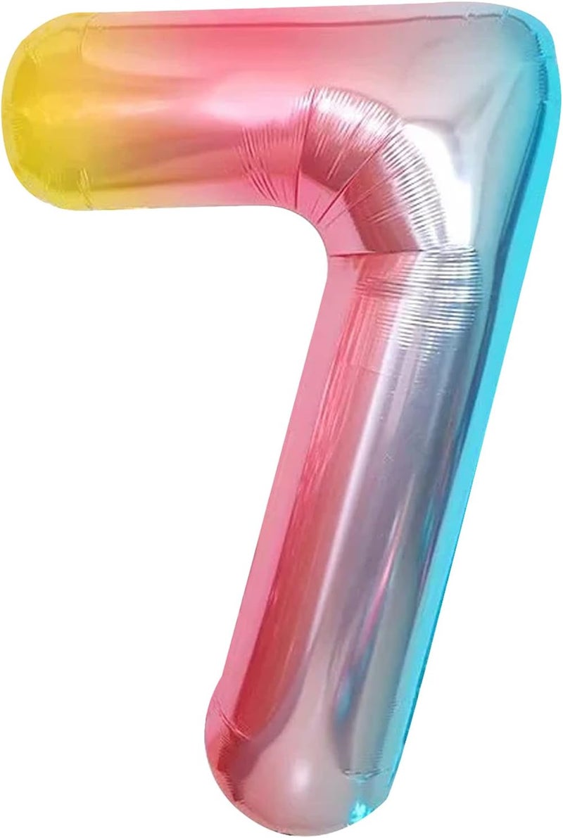 KatchOn, Giant Rainbow Number 7 Balloon - 40 Inch | 7th Birthday Balloon for 7th Birthday Decorations | 7 Balloons for Birthday | Seven Number | 7 Year Old Balloons for 7 Year Decorations - Image 1