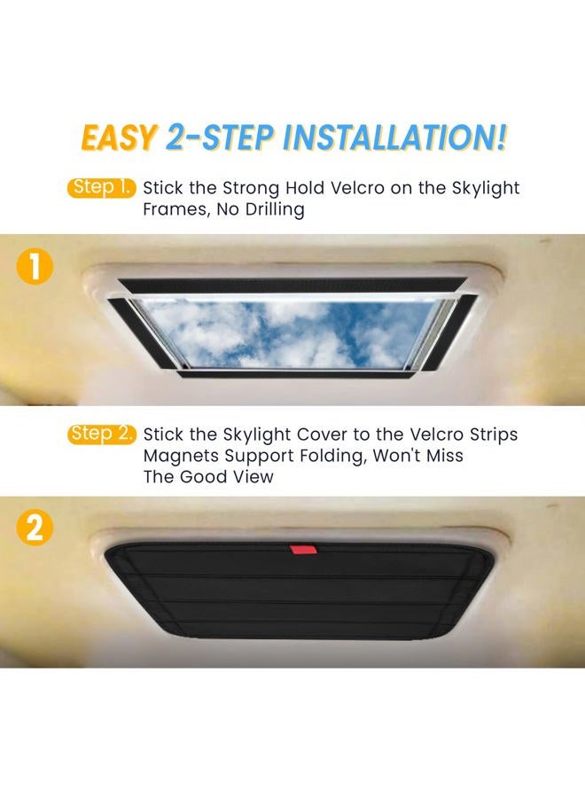 funomo Magnetic RV Window Shade, 16 ¼" (L) x 16 ¼-" (W), Foldable Magnet RV Blackout Ventilation Cover, UV Rays Protection Camper Trailer Fan Vent Cover, Waterproof Thickened Oxford Fabric (Black) - Image 3