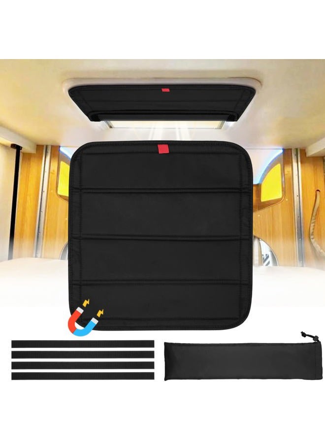 funomo Magnetic RV Window Shade, 16 ¼" (L) x 16 ¼-" (W), Foldable Magnet RV Blackout Ventilation Cover, UV Rays Protection Camper Trailer Fan Vent Cover, Waterproof Thickened Oxford Fabric (Black) - Image 1