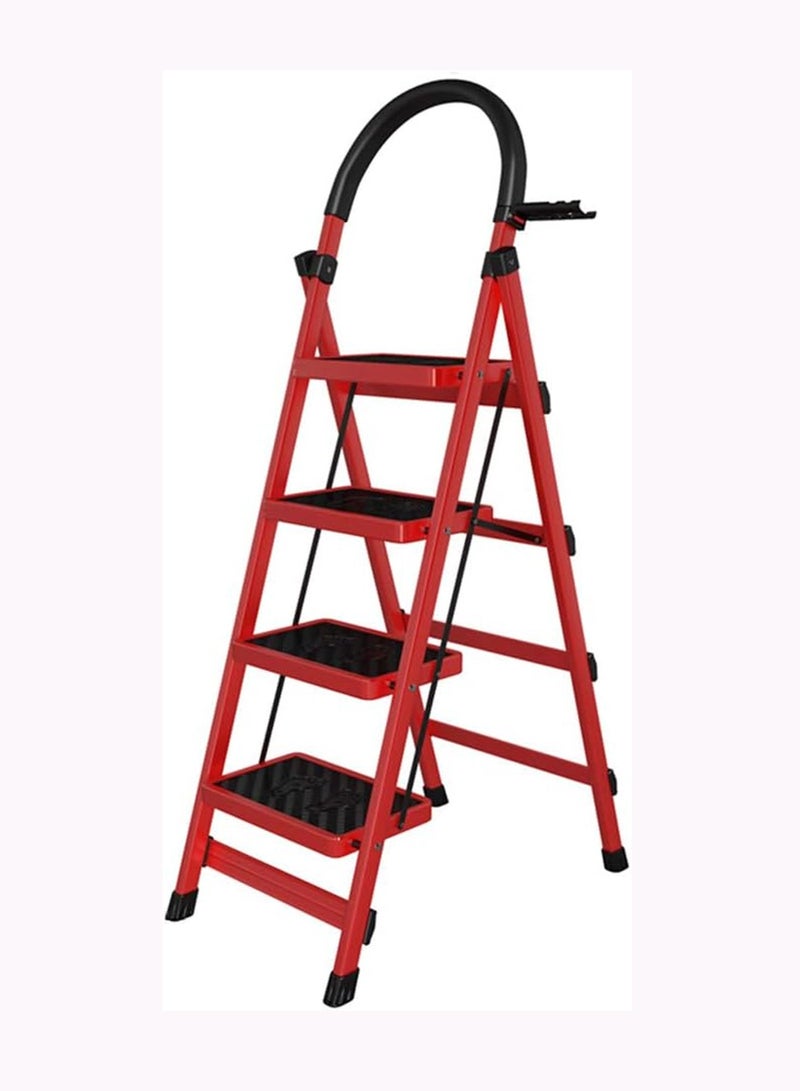 القادة سلم معدني محمول 4 خطوات غير قابل للانزلاق وقابل للطي متعدد الألوان - Image 1